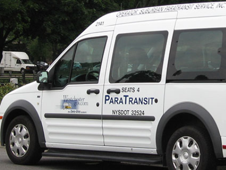 ParaTransit vehicle for Westchester County parked outside